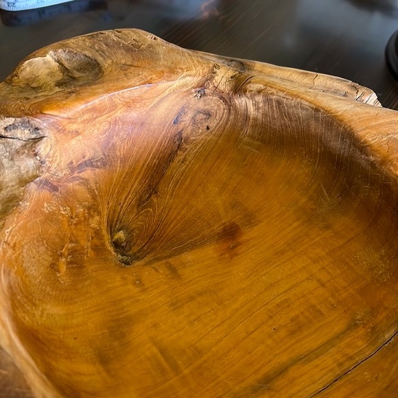 Large Raw Teak Root Wood Bowl, Made In Indonesia. - Picture 5 of 11